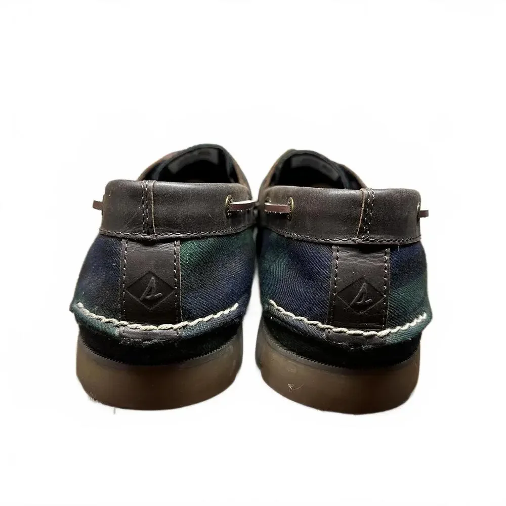 Sperry Leeward 2 Eye Cross Plaid Boat Casual Shoes - Leather Trim - STS21498